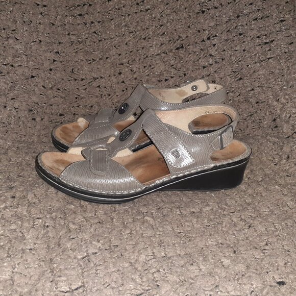 FINN COMFORT-Adana-Metallic Grey Textured Leather-UK Size 5.5D-7.5 US-Excellent - Picture 2 of 8